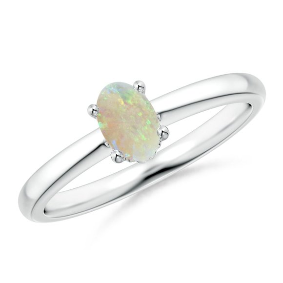 Classic Solitaire Oval Opal Promise Ring In Gold - Picture 6 of 16